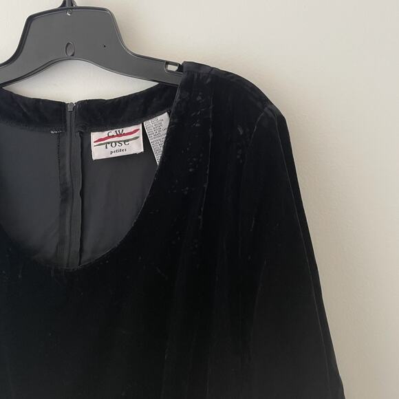 Vintage 90s Velvet Plaid Midi Dress Grunge Dark Academia Holiday M Petite - Picture 9 of 11